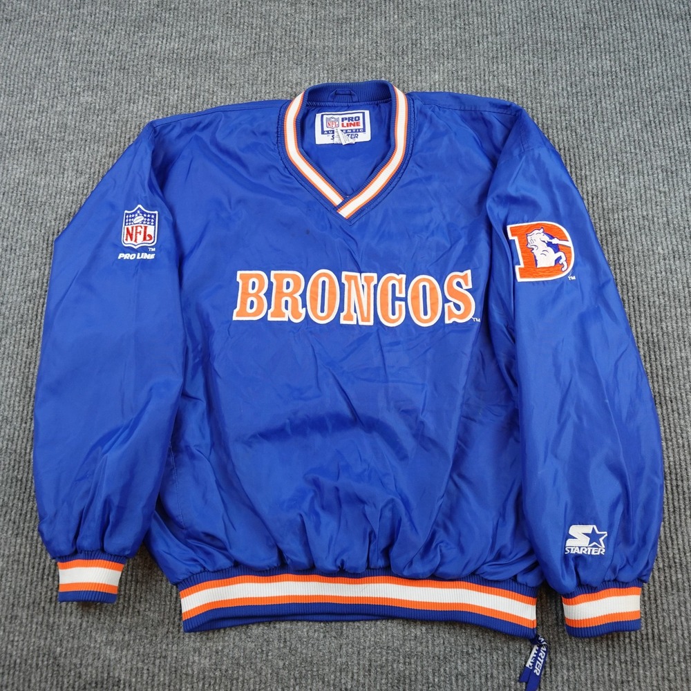 Vintage Denver Broncos Jacket Mens XL Blue NFL Football Starter Pullover 90s